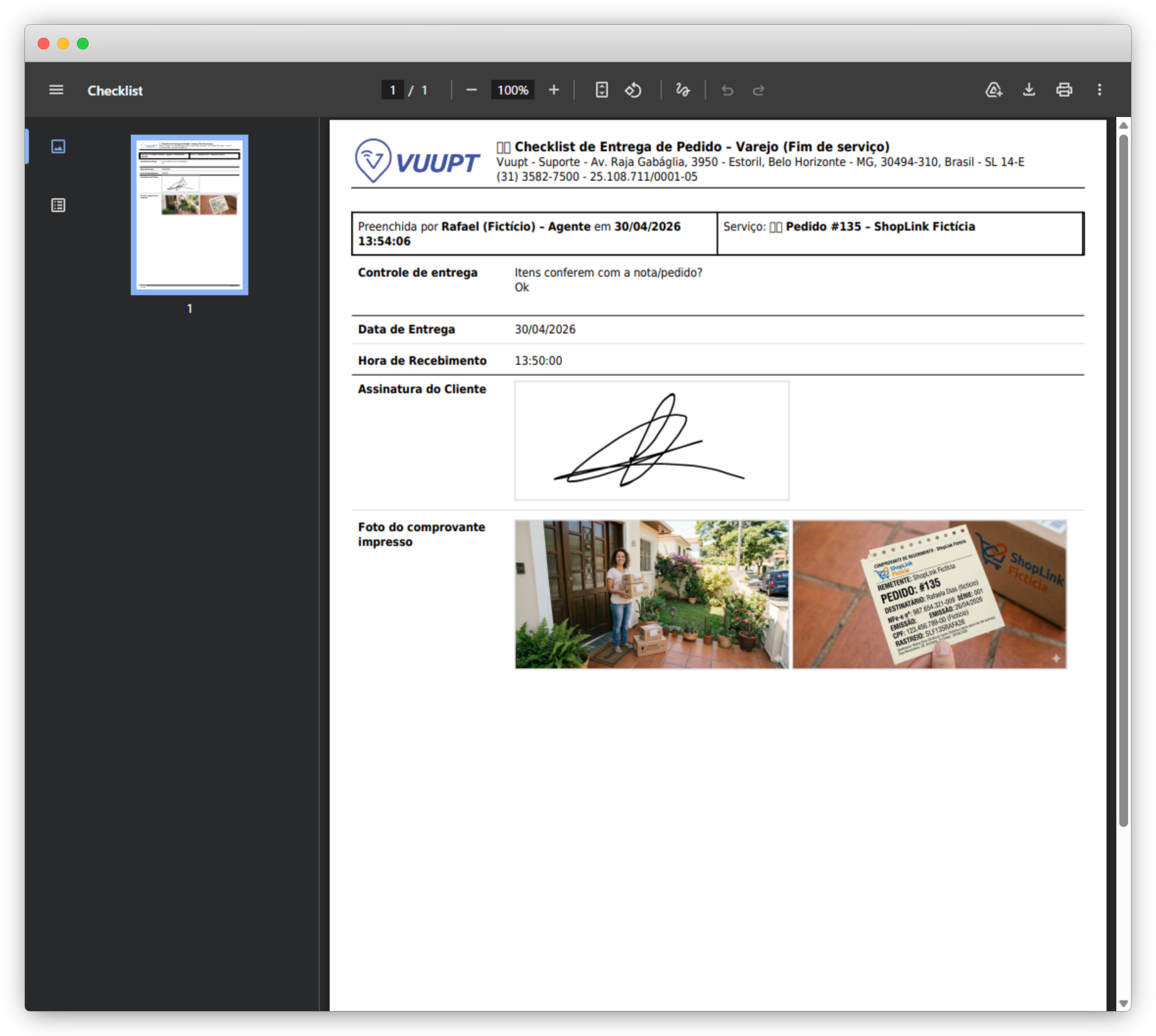 Comprovante Entrega Varejo Print